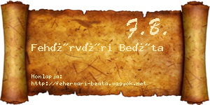 Fehérvári Beáta névjegykártya