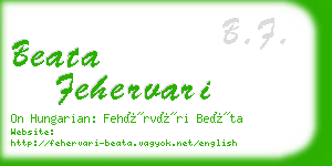 beata fehervari business card